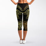 Golden Spiritual Elephant Print Women's Capri Leggings