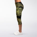 Golden Spiritual Elephant Print Women's Capri Leggings