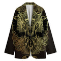 Golden Spiritual Elephant Print Women's Cotton Blazer