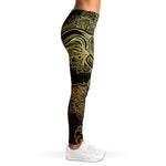 Golden Spiritual Elephant Print Women's Leggings