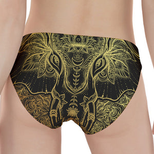 Golden Spiritual Elephant Print Women's Panties