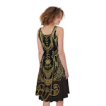 Golden Spiritual Elephant Print Women's Sleeveless Dress