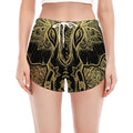 Golden Spiritual Elephant Print Women's Split Running Shorts