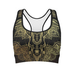 Golden Spiritual Elephant Print Women's Sports Bra