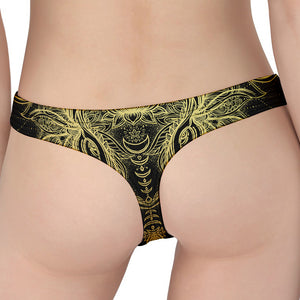 Golden Spiritual Elephant Print Women's Thong