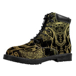 Golden Spiritual Elephant Print Work Boots