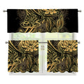 Golden Spiritual Koi Carp Print 3 Piece Kitchen Curtains