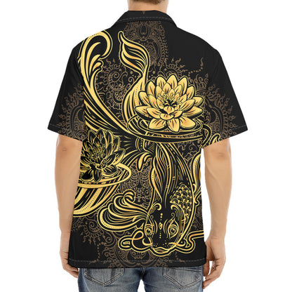 Golden Spiritual Koi Carp Print Aloha Shirt