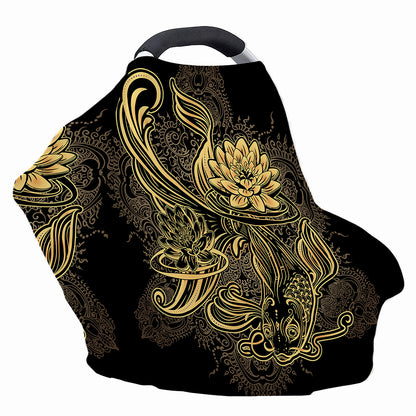 Golden Spiritual Koi Carp Print Baby Seat Cover