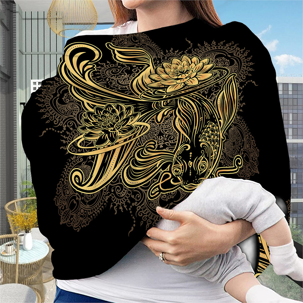 Golden Spiritual Koi Carp Print Baby Seat Cover