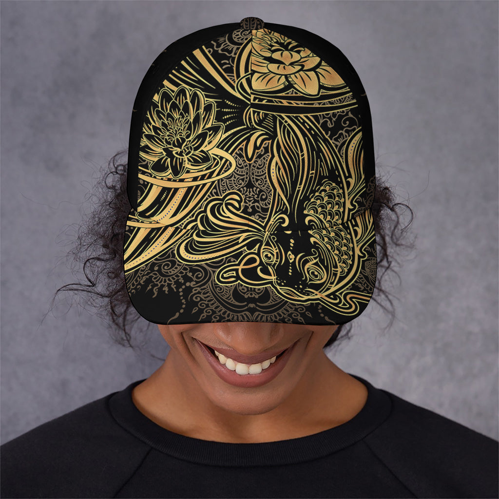 Golden Spiritual Koi Carp Print Baseball Cap