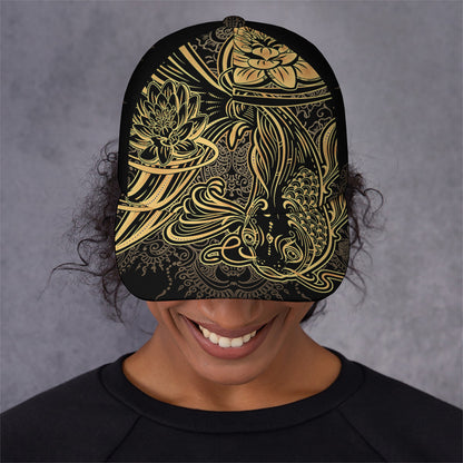 Golden Spiritual Koi Carp Print Baseball Cap