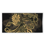 Golden Spiritual Koi Carp Print Beach Towel