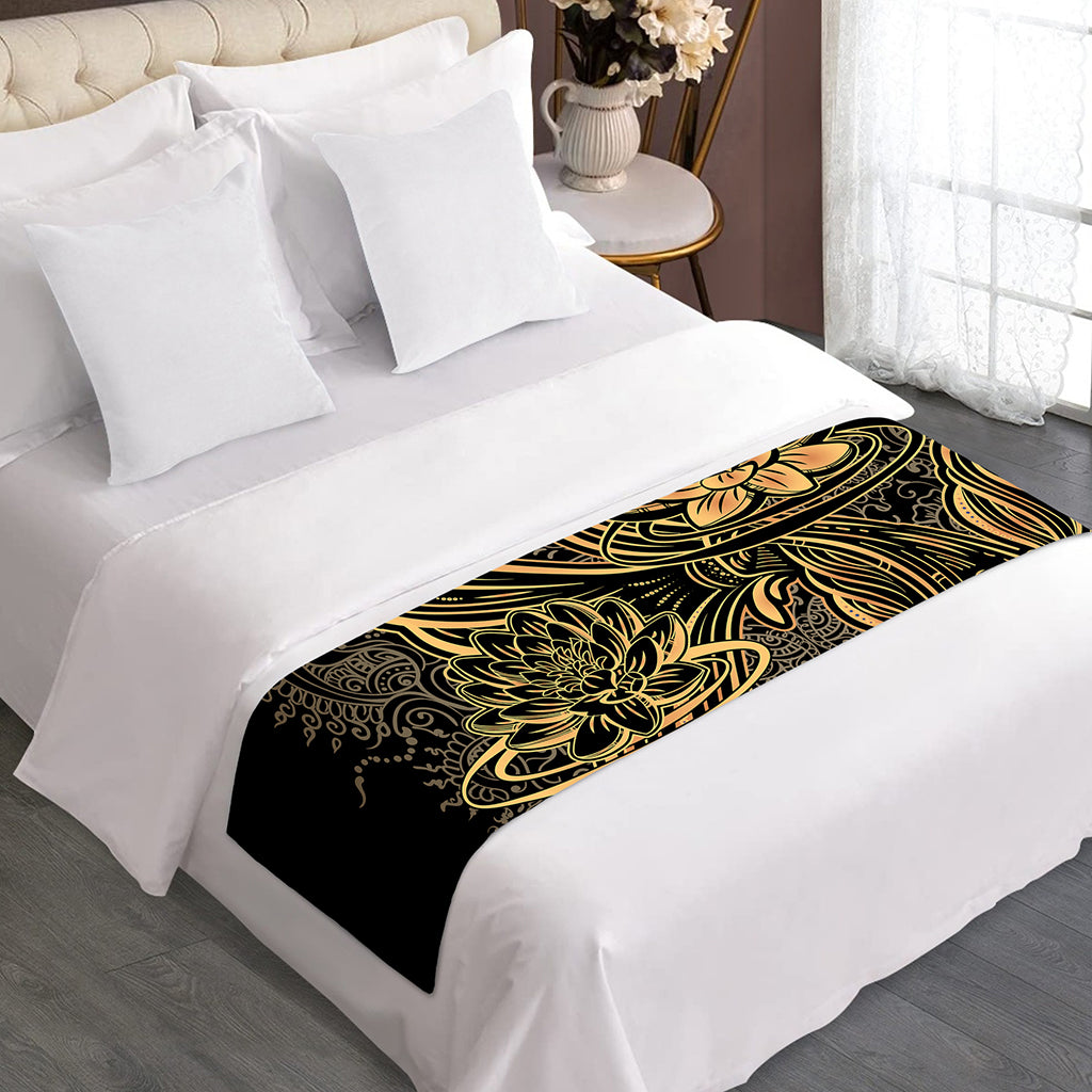 Golden Spiritual Koi Carp Print Bed Runner