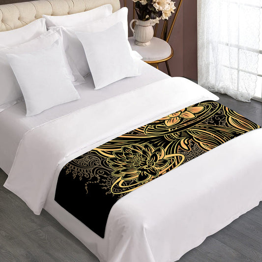 Golden Spiritual Koi Carp Print Bed Runner