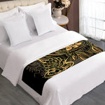 Golden Spiritual Koi Carp Print Bed Runner