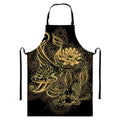 Golden Spiritual Koi Carp Print Bib Apron With Pocket