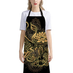 Golden Spiritual Koi Carp Print Bib Apron With Pocket