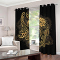 Golden Spiritual Koi Carp Print Dimout Grommet Curtains