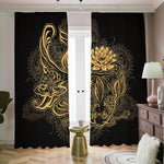 Golden Spiritual Koi Carp Print Blackout Pencil Pleat Curtains