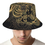 Golden Spiritual Koi Carp Print Bucket Hat