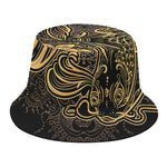 Golden Spiritual Koi Carp Print Bucket Hat