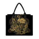 Golden Spiritual Koi Carp Print Canvas Tote Bag