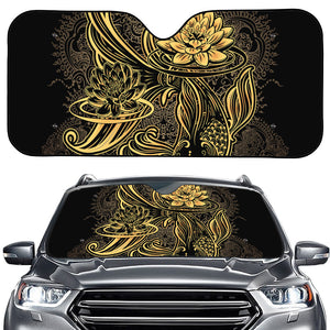 Golden Spiritual Koi Carp Print Car Windshield Sun Shade