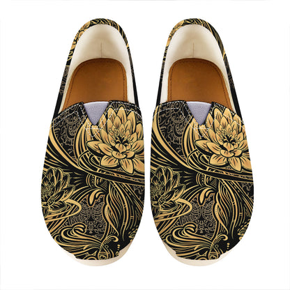Golden Spiritual Koi Carp Print Casual Shoes