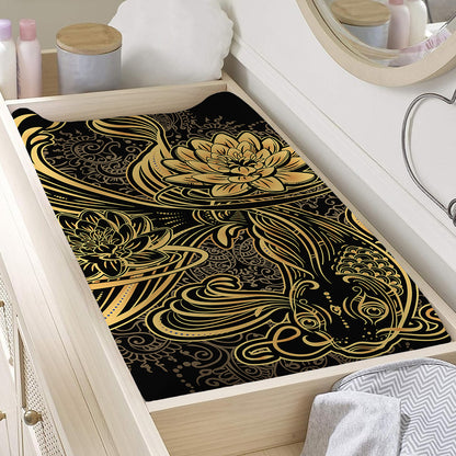 Golden Spiritual Koi Carp Print Changing Pad Cover