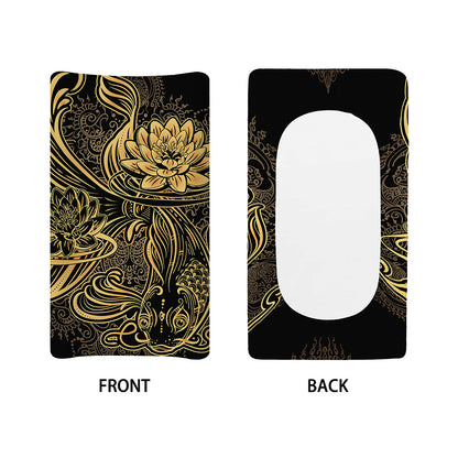 Golden Spiritual Koi Carp Print Changing Pad Cover