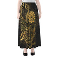 Golden Spiritual Koi Carp Print Chiffon Maxi Skirt