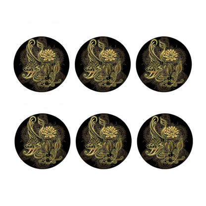Golden Spiritual Koi Carp Print Coaster Set