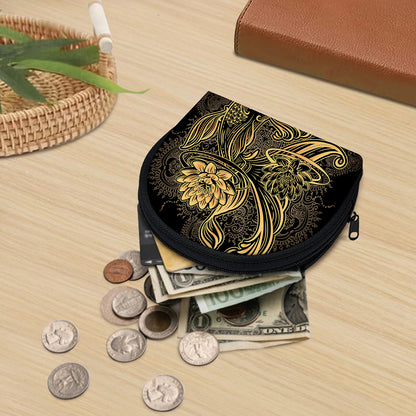 Golden Spiritual Koi Carp Print Coin Purse