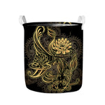 Golden Spiritual Koi Carp Print Collapsible Laundry Basket