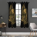 Golden Spiritual Koi Carp Print Grommet Curtain Panels