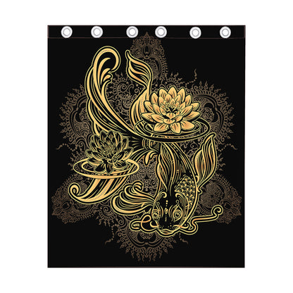 Golden Spiritual Koi Carp Print Curtain