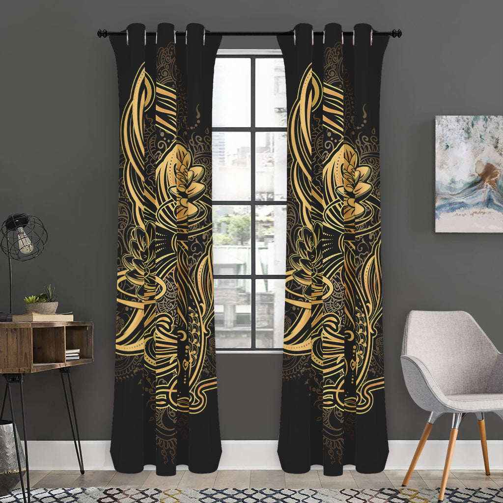 Golden Spiritual Koi Carp Print Curtain