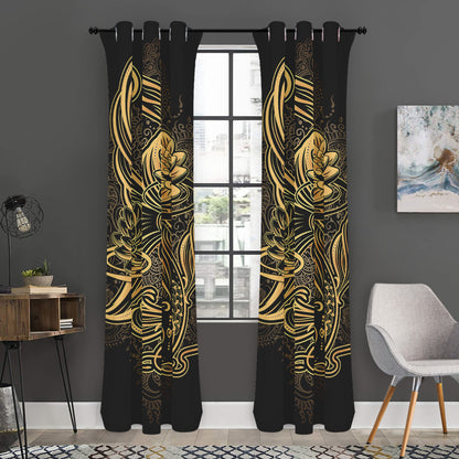 Golden Spiritual Koi Carp Print Curtain