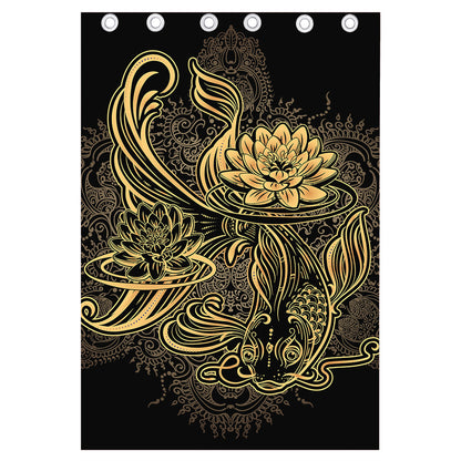 Golden Spiritual Koi Carp Print Curtain