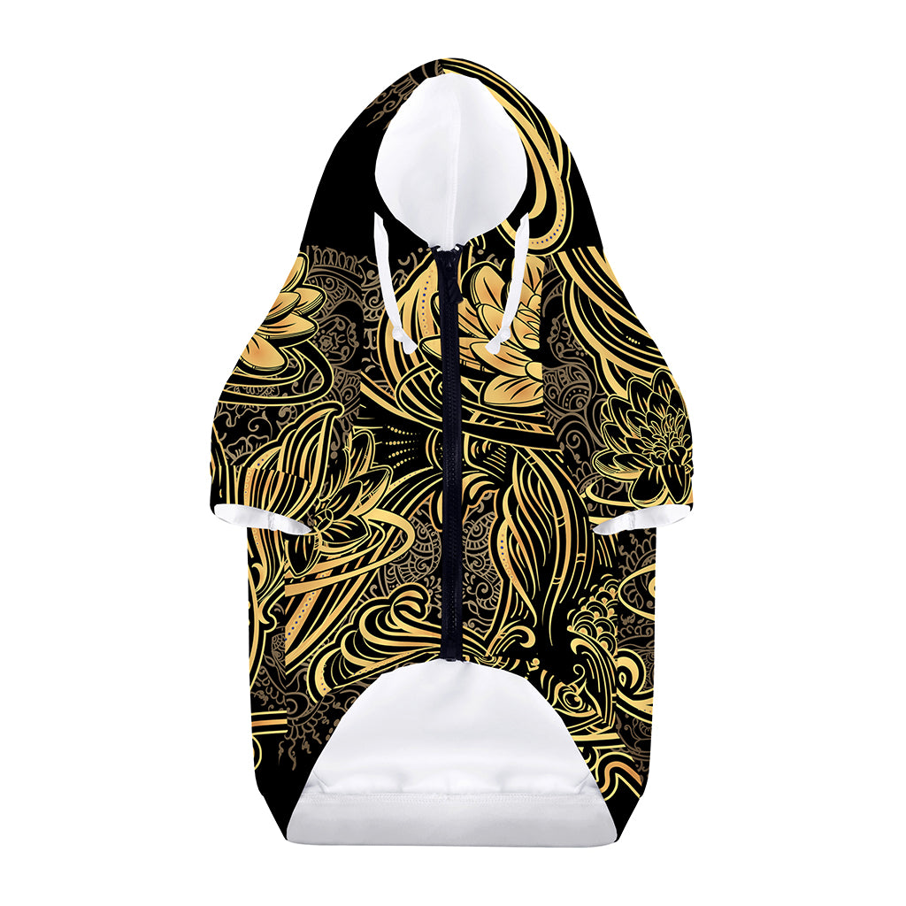 Golden Spiritual Koi Carp Print Dog Zip Up Hoodie