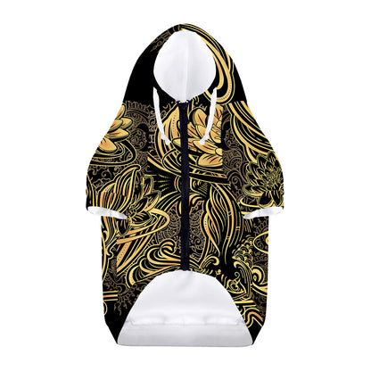 Golden Spiritual Koi Carp Print Dog Zip Up Hoodie