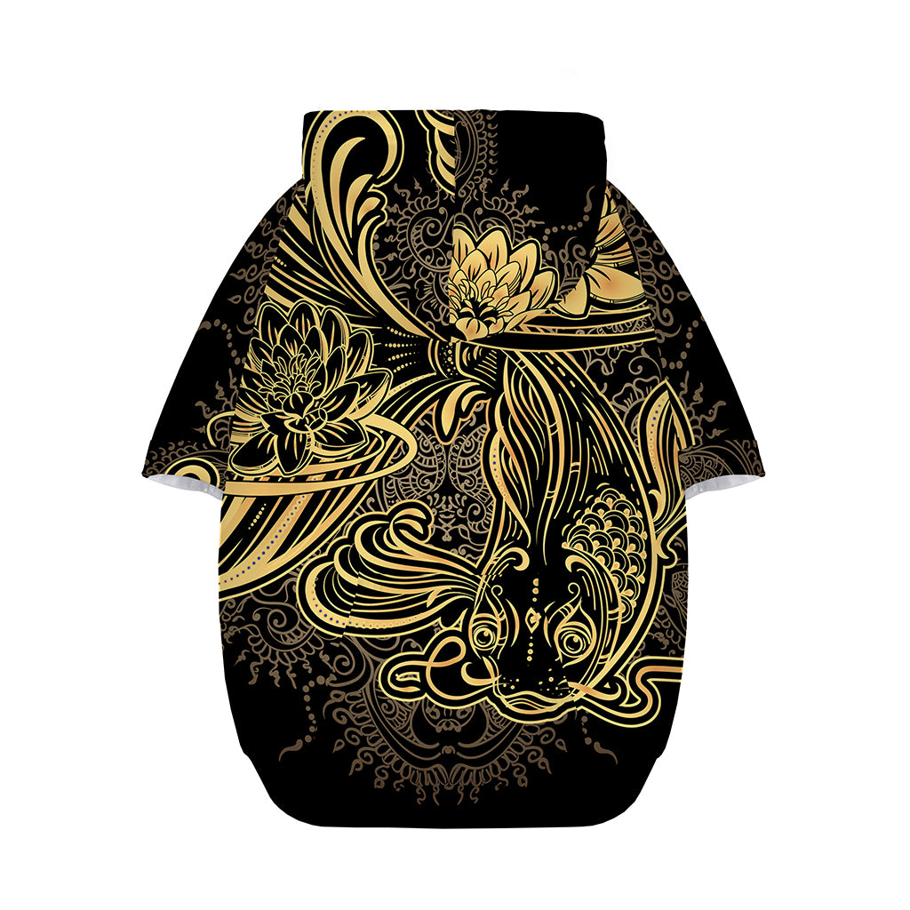 Golden Spiritual Koi Carp Print Dog Zip Up Hoodie