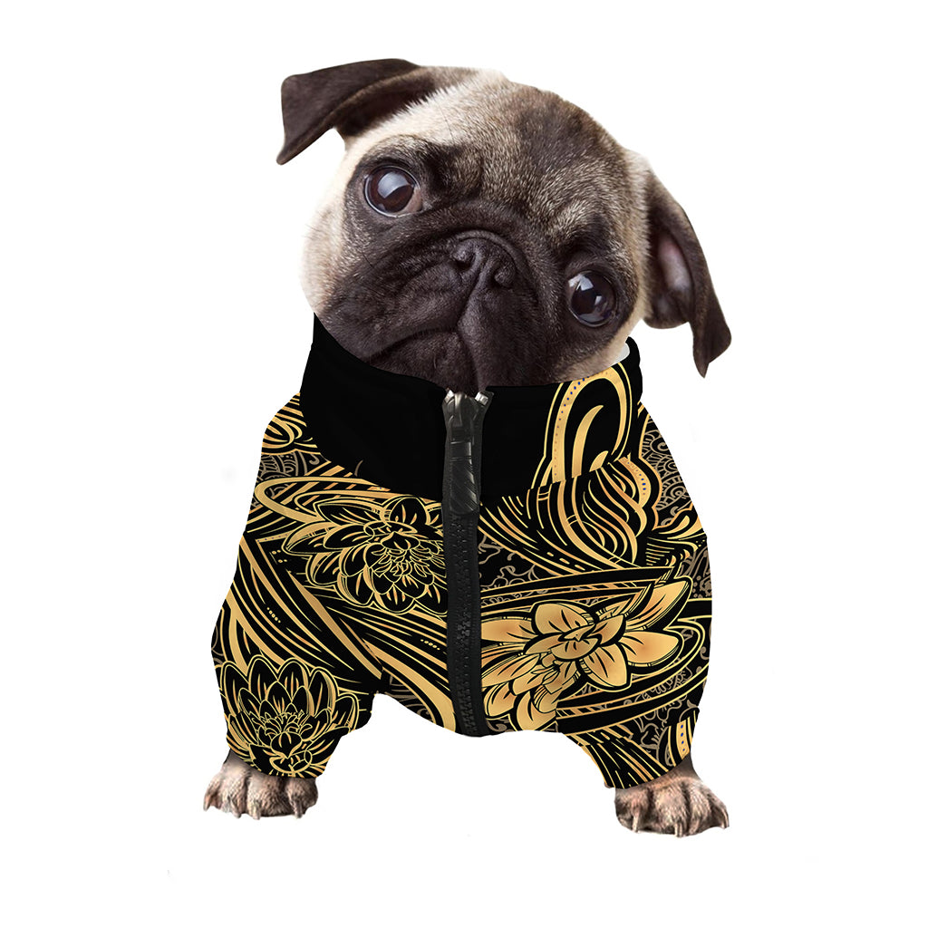 Golden Spiritual Koi Carp Print Dog Zip Up Jacket