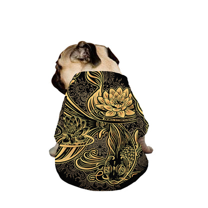 Golden Spiritual Koi Carp Print Dog Zip Up Jacket