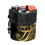 Golden Spiritual Koi Carp Print Drawstring Makeup Bag