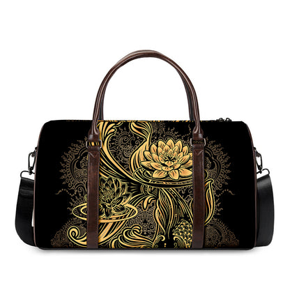 Golden Spiritual Koi Carp Print Duffle Bag