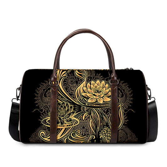 Golden Spiritual Koi Carp Print Duffle Bag