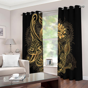 Golden Spiritual Koi Carp Print Extra Wide Grommet Curtains