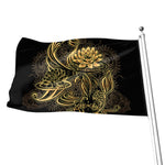 Golden Spiritual Koi Carp Print Flag